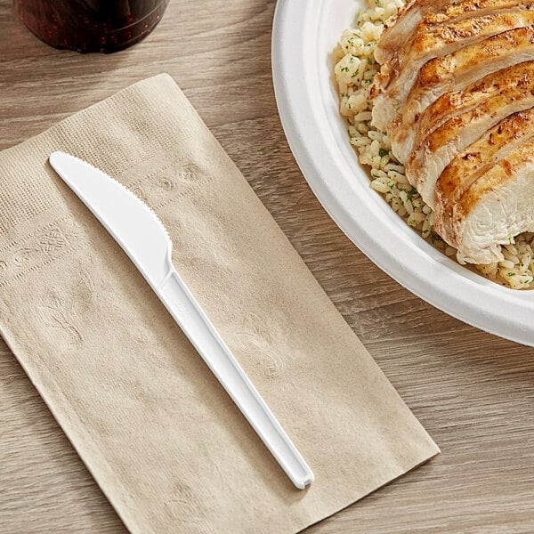 Watson Distributing Heavy Weight Plastic Knife White 6-1/2" 1000/Case