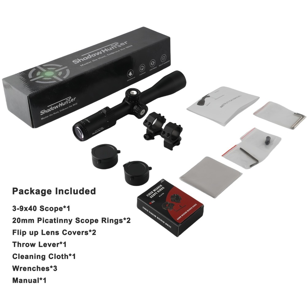 3-9x40 Rifle Scope with Mil-Dot Reticle, Zero Reset and Pull-Lock Turrets
