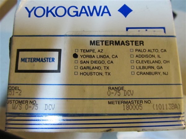 Yokogawa / Metermaster 0-75 DCV Volts Panel Meter 3" 2.5" 251-2