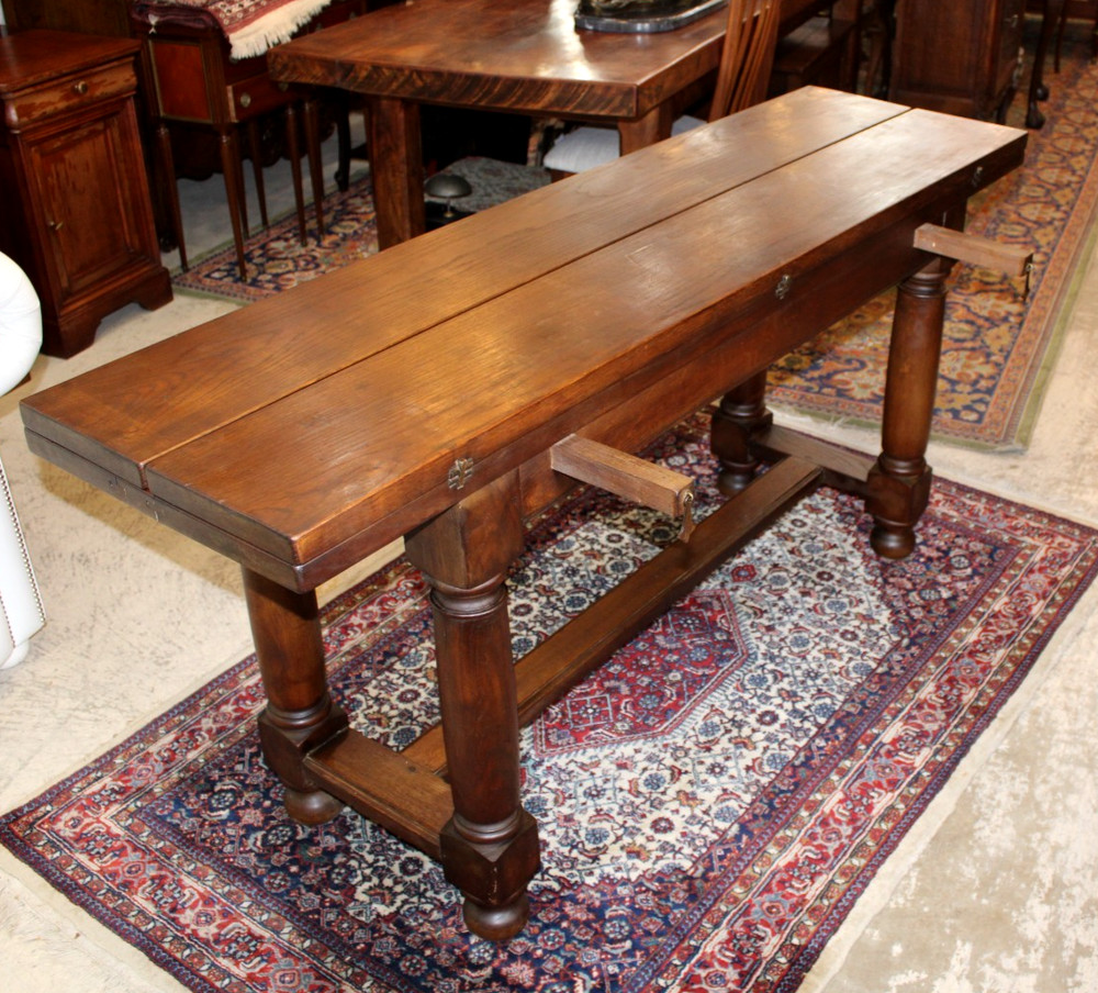 French Antique Oak Folding Dining Table / Trestle Table / Sofa Table