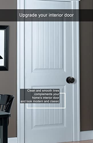 Matte Black Keyless Privacy Door Knobs - 6 Pack Interior Bedroom & Bathroom Knob
