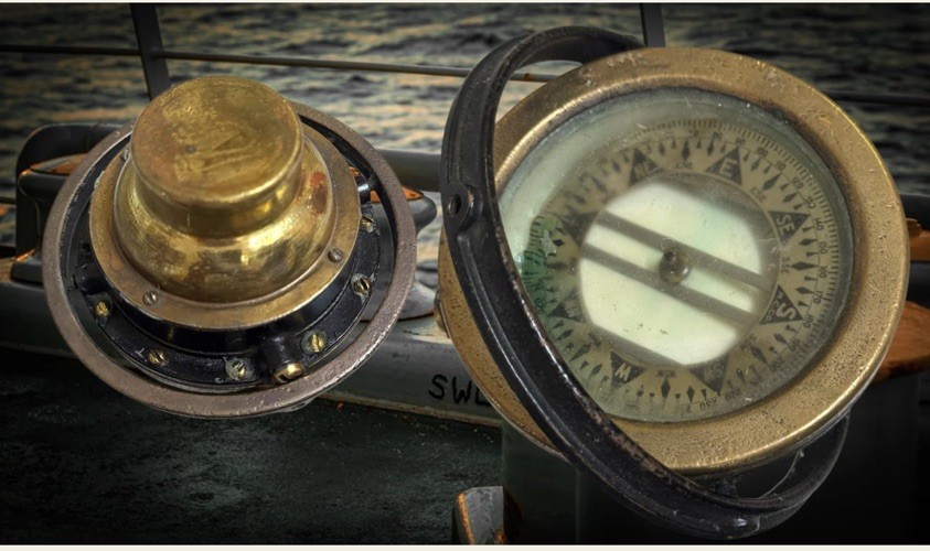 Vintage Brass Marine Compass by M.C. Co.