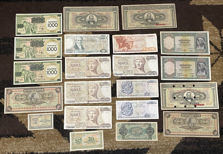 Greece - Group of (21) Older Banknotes