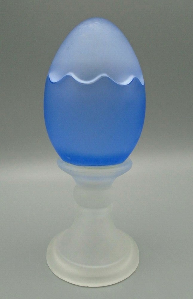 Periwinkle Egg Glass Trinket Dish on a Pedestal