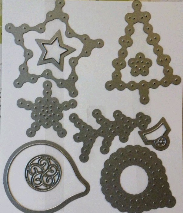 Stampin Up FESTIVE STITCHING 10 THINLITS Dies Sizzix Christmas Tree Star 141837