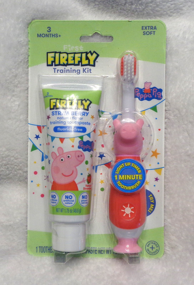 New Peppa Pig First Firefly Toothbrush Training Kit Extra Soft 3 Months +