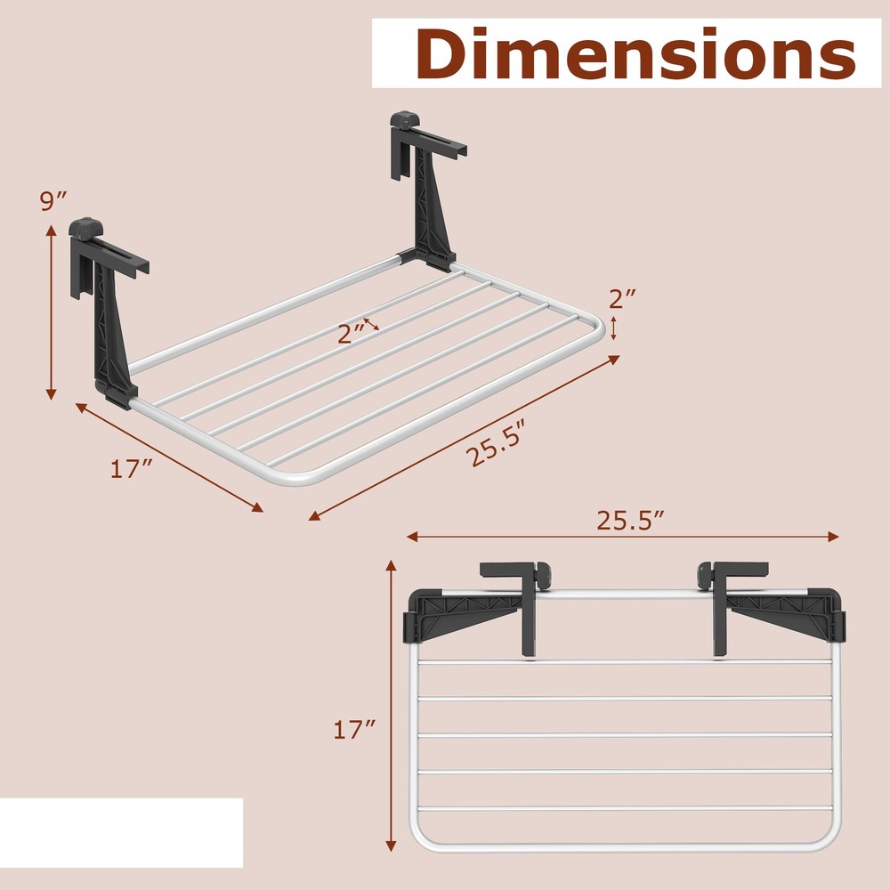 Portable Clothes Drying Rack w/Adjustable & Foldable Brackets Radiator Airer