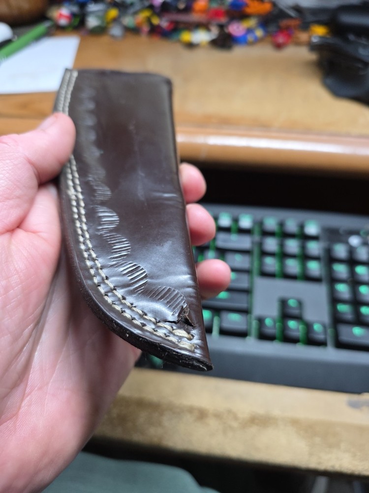 Brown LEATHER Fixed Blade Knife SHEATH Belt Loop Sheath is 9" Long