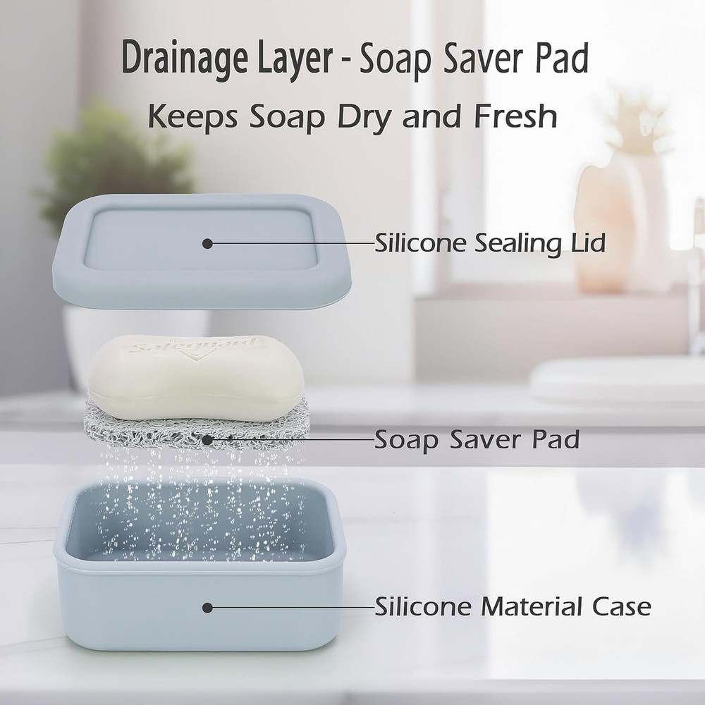 Enhanced Leak-Proof Silicone Soap Case with Draina Layer.