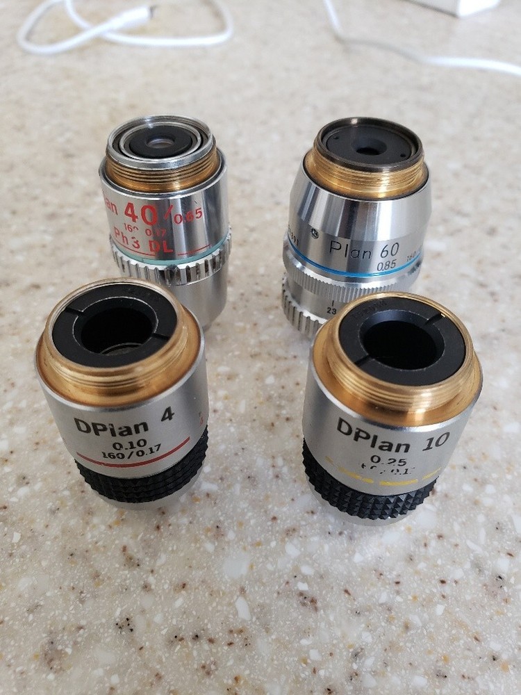Nikon & Olympus Microscope Lens Objectives DPlan 4,10, EPlan 40, Plan 60