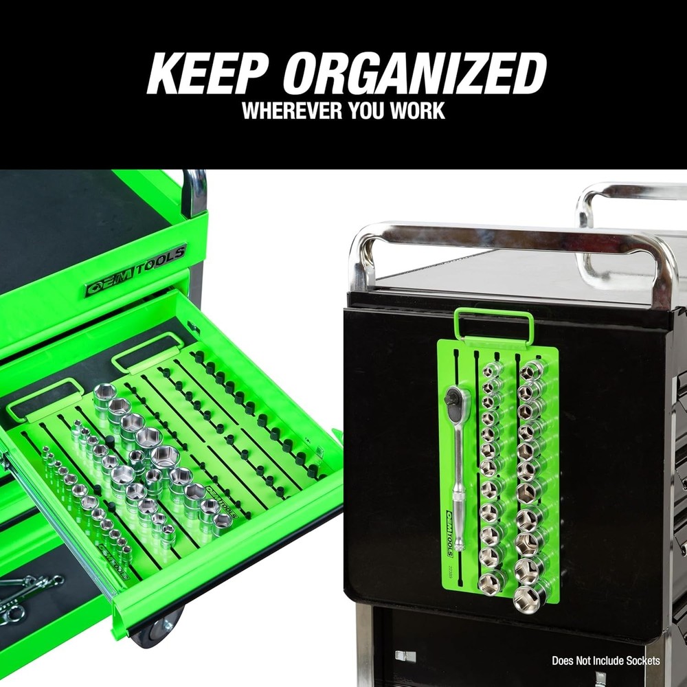 Pro Magnetic Socket Tray, Customizable Ratchet Organizer, Adjustable Drive St...