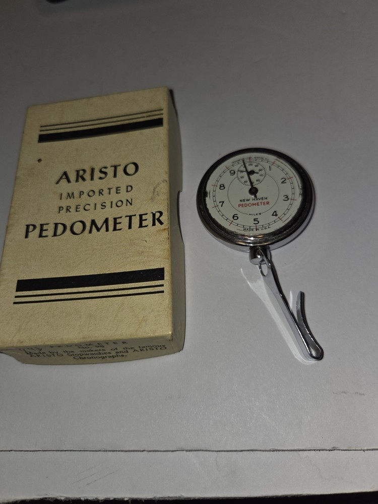 Vintage Pedometer #98 Aristo  Adjustable Pace Setting Chrome w/Box Germany