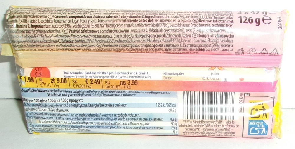 PEZ DEXTROSE CANDY ROLLS ~ 3 Pack ~ European Edition ~ Orange/Lemon/Raspberry