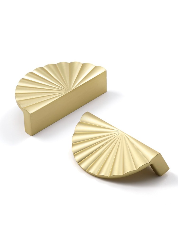 10 Pack Brushed Gold Cabinet Pulls 3" Hole Center Cup Flat Brass Drawer Pulls...