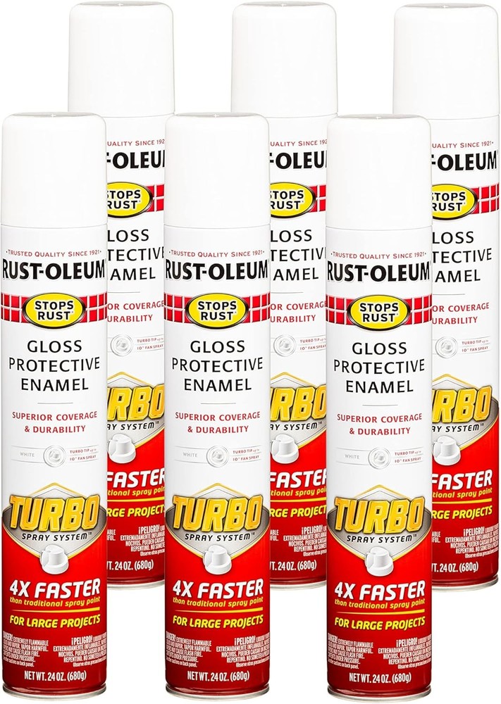Rust Prevention Spray System Paint, 24 oz, Bright White, 6 Pack
