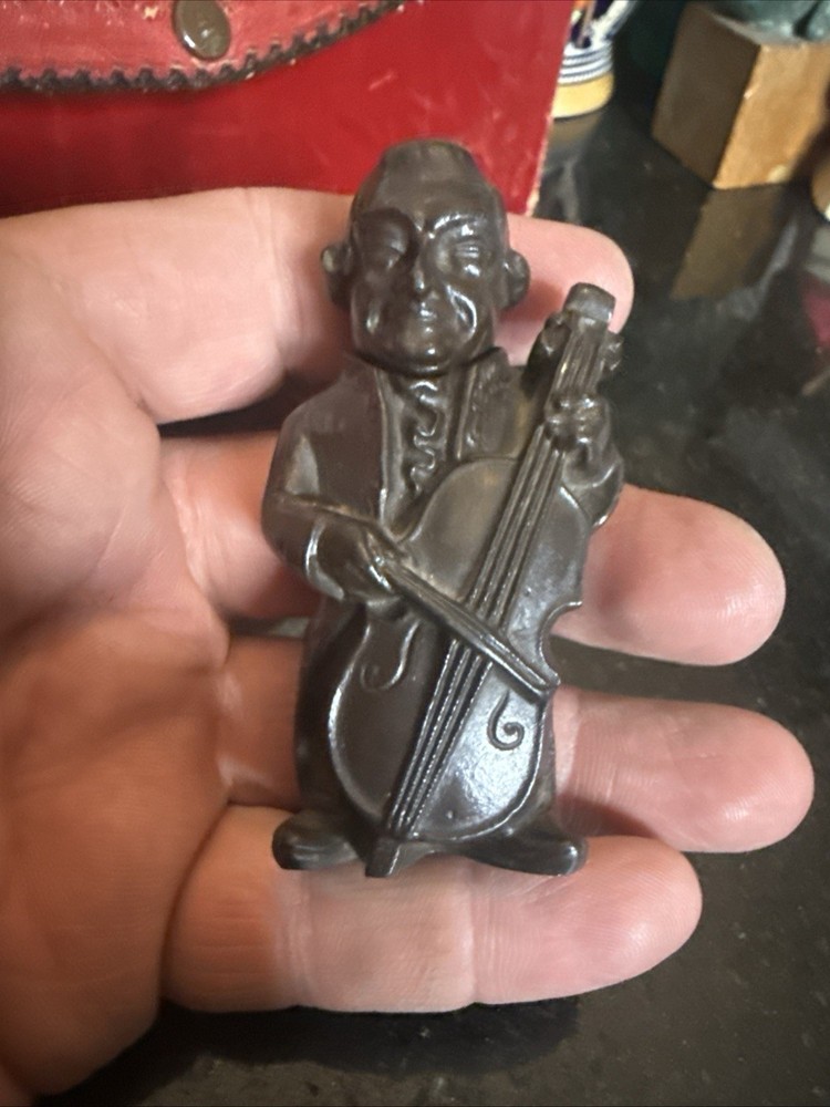 Vienna Bronze Casting Cello Player Figure Match Holder