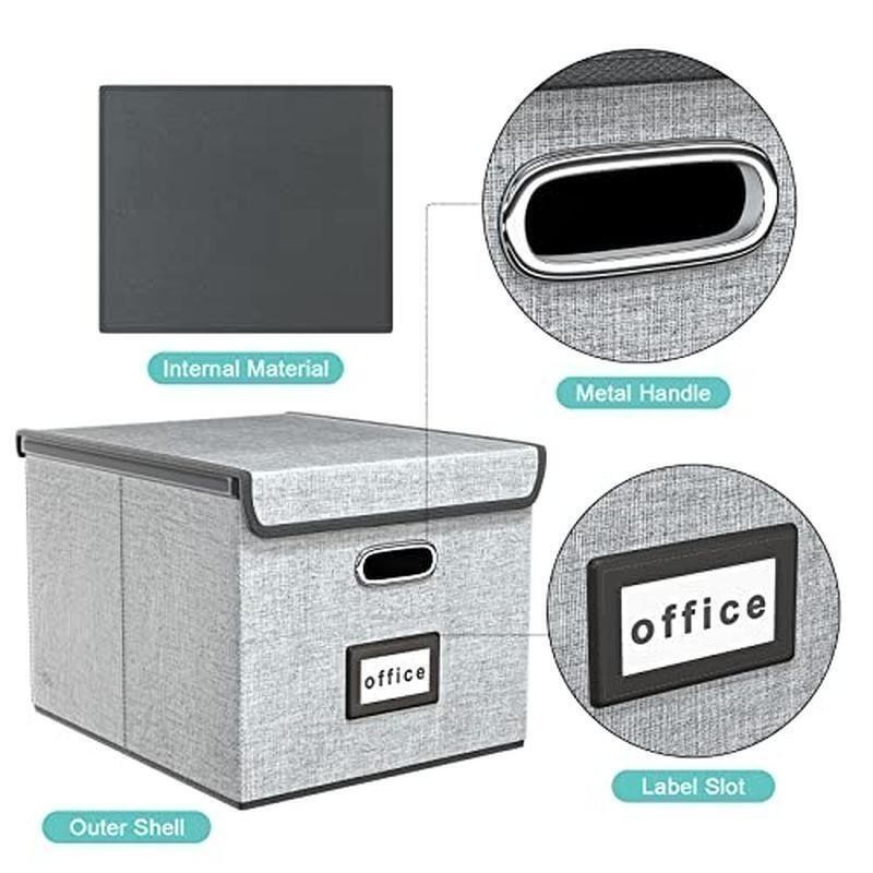 Portable File Organizer Box Set Collapsible Storage Solution Documents Office US