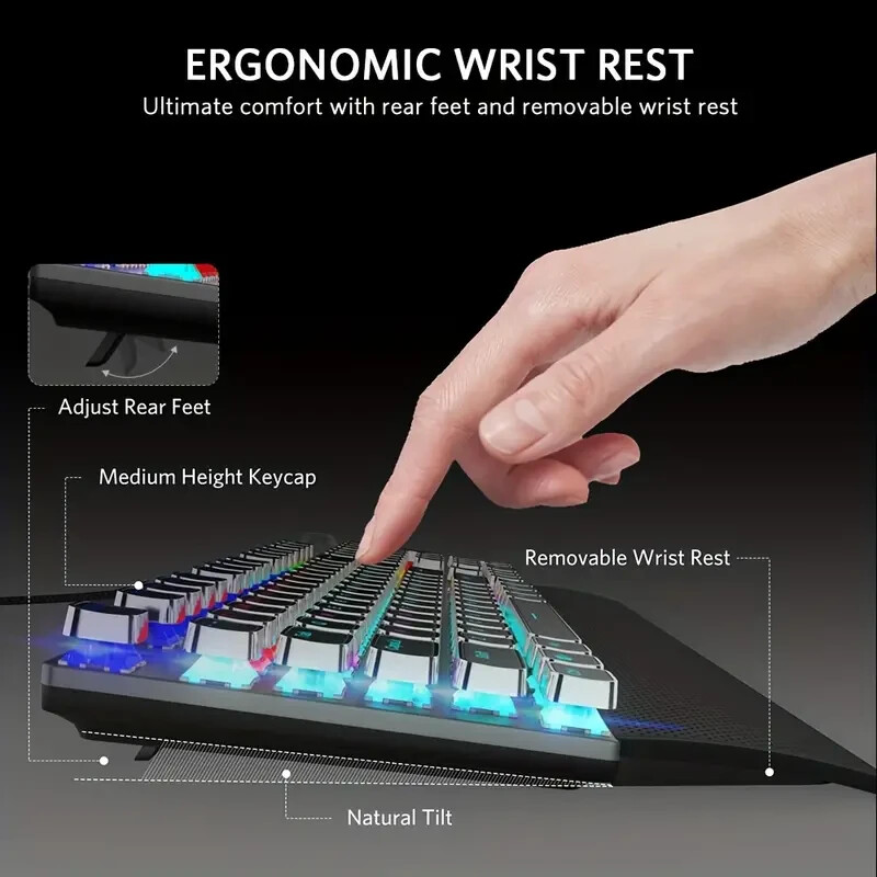 Mechanical Gaming Keyboard LED Rainbow Gaming Backlit