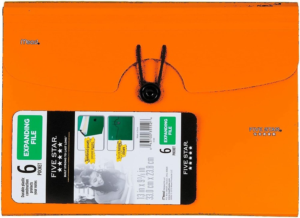Five Star 6 Pocket Plastic Expanding File Select Color