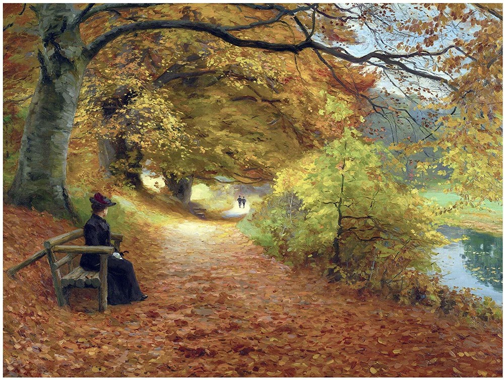 WOODED Path in Autumn Park River Tile Mural Kitchen Backsplash Marble Ceramic