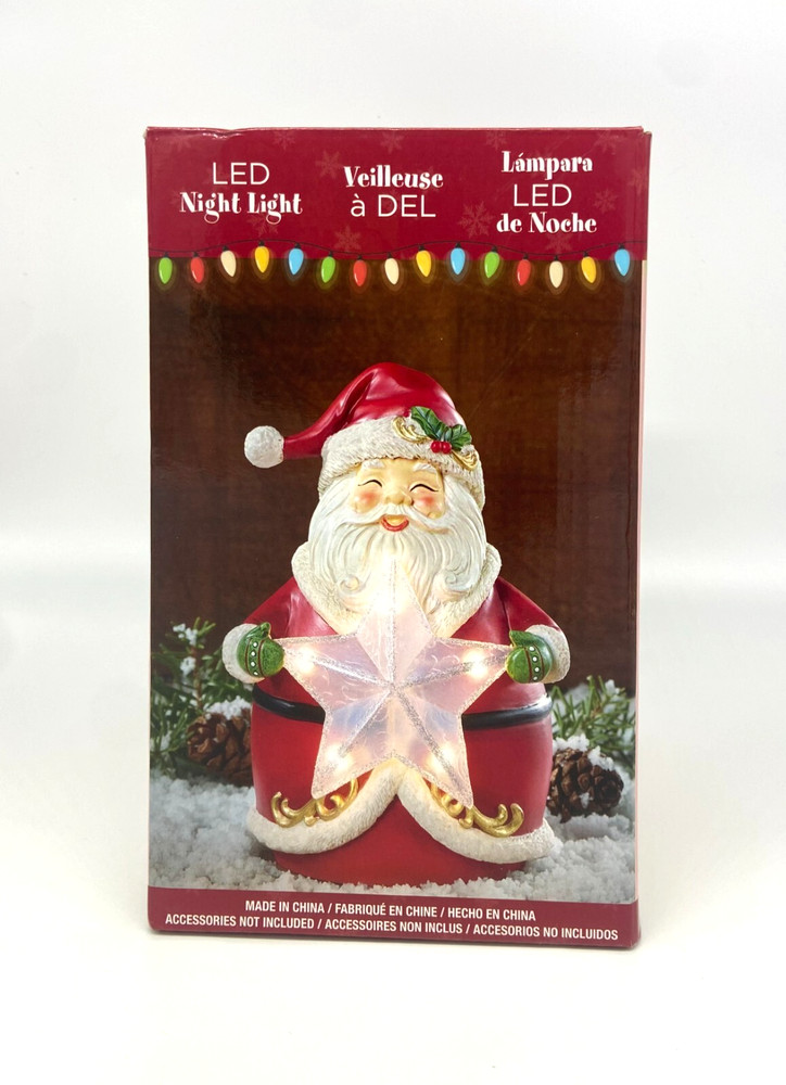 Santa Christmas Star Tabletop LED Night Light with Timer - Battery Operated
