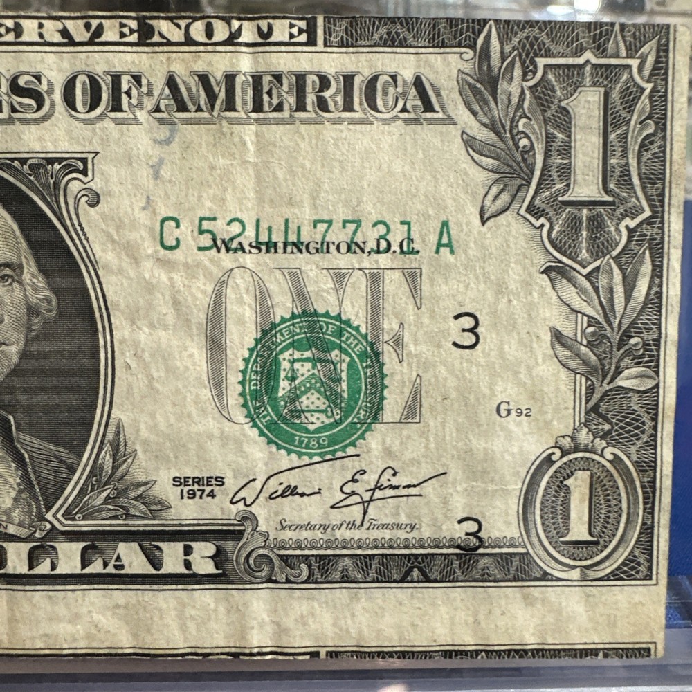 1974 $1 Bill - Cutting Error & Shifted ! MAJOR MULTI-ERROR NOTE! 1