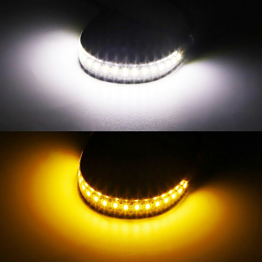 2x Motorcycle LED Strip DRL White Light Amber Sequential Turn Signal Switchback
