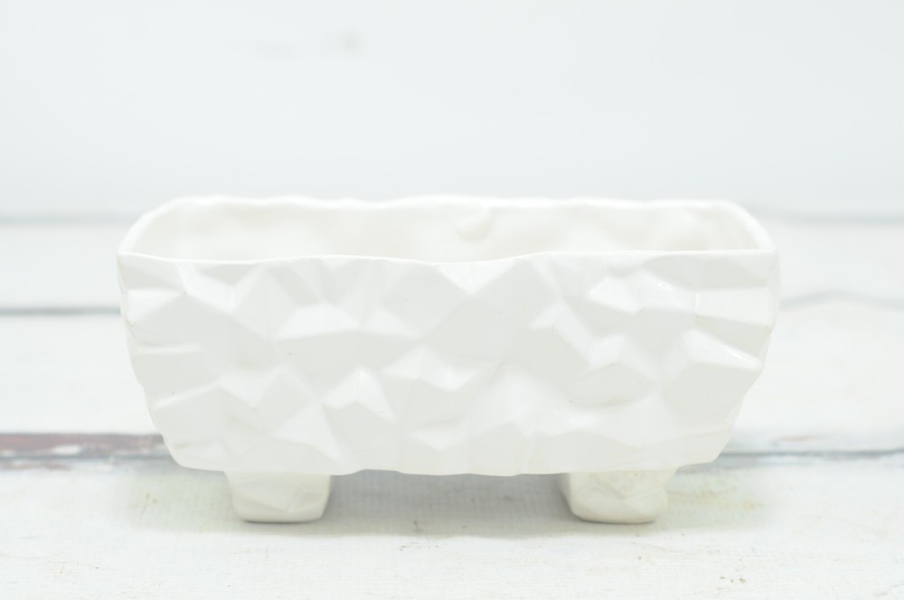 Vintage McCoy Geometric Pottery White Rectangular Window Box Planter Flower Pot