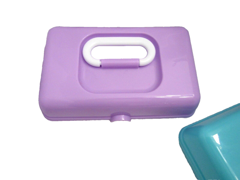 2 (TWO) Plastic accessory cases with carrying handle TURQUOISE / LAVENDER