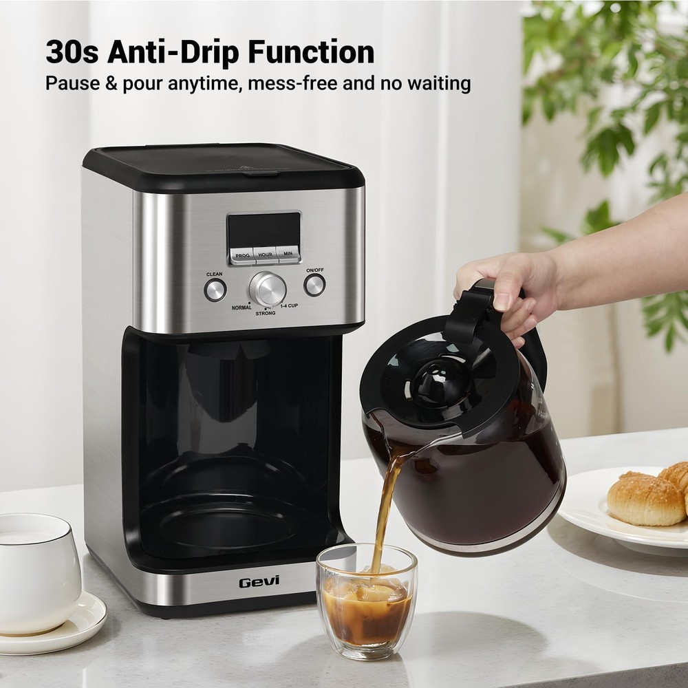 Gevi 14-Cup Programmable Coffee Maker, Drip Machine Stainless Steel