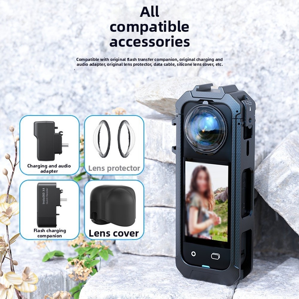 Quick Release Magnetic Frame Compatible with For Insta360 X5 Black PC Cage