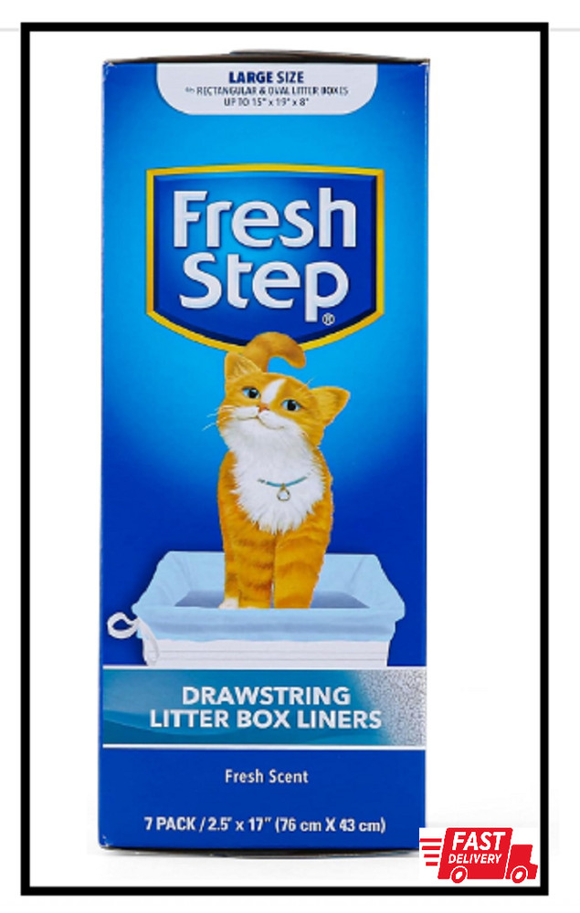 Large Fresh Step Drawstring Cat Litter Box Liners | Fresh Scent | 30 x 17