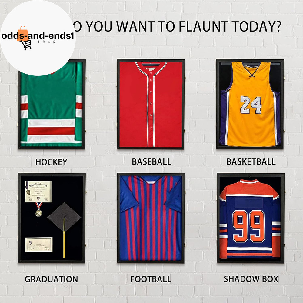 Jersey Frame Display Case, Large Lockable Shadow Box Sports Jersey Frame with UV