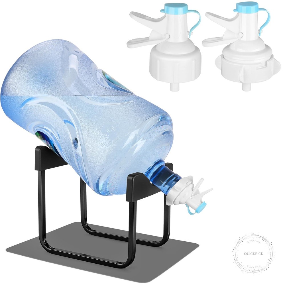 3-5 Gallon Water Jug Stand and 2 Dispenser Valves, Non-Slip Silicone Pad Rust