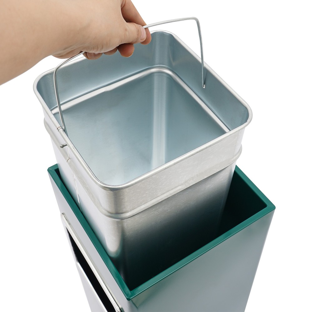 Trash Bin Outdoor Waste Container Square Trash Can w/ Removable Inner Can