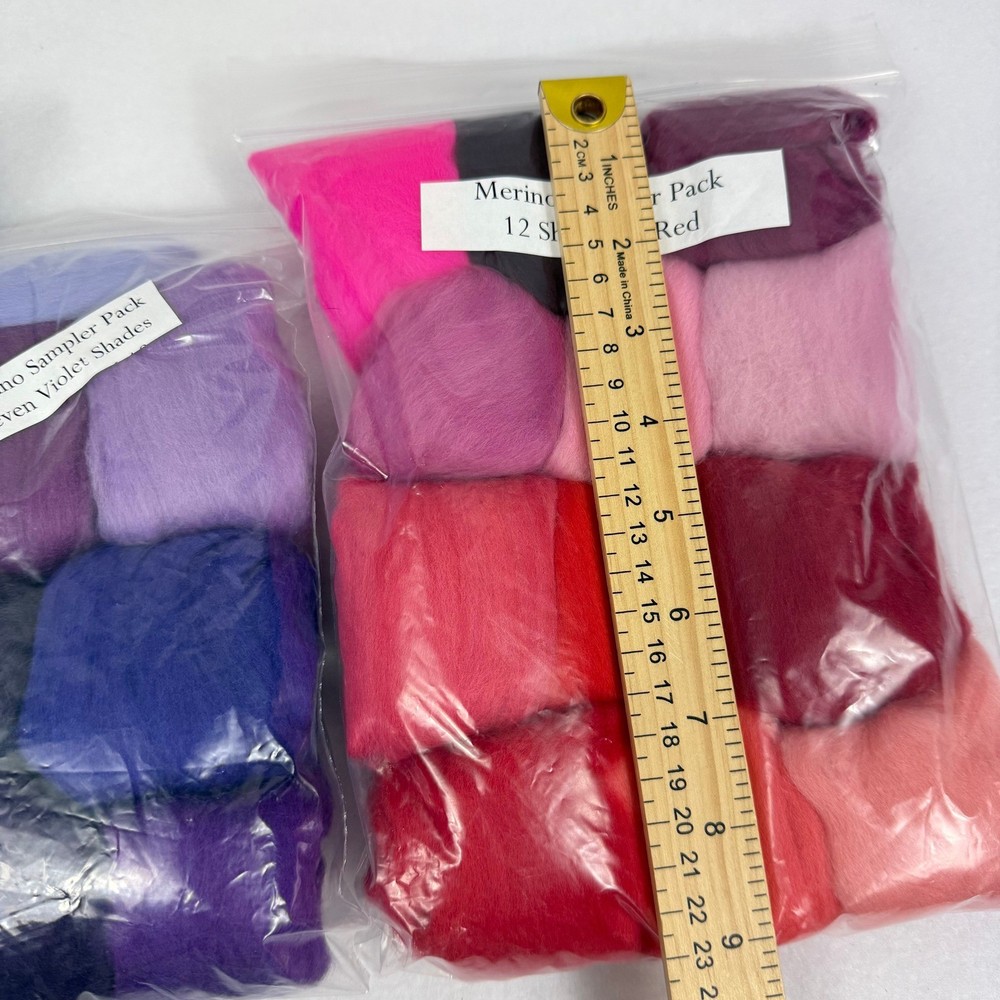 Merino Wool Fiber Sampler Packs Assorted Colors