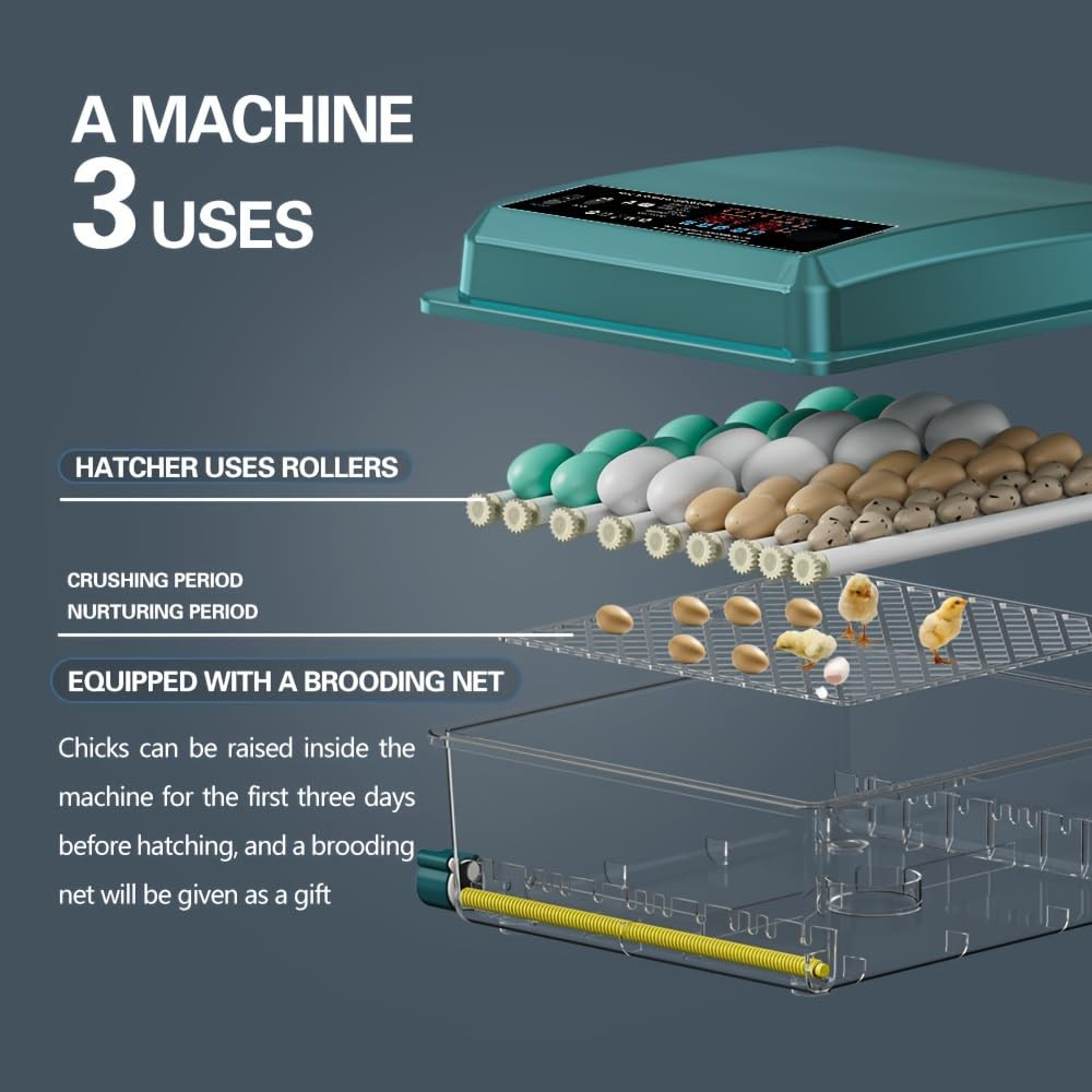 Automatic Egg Incubator 36-Tray, Digital Humidity Control with Auto Flip, Adjust