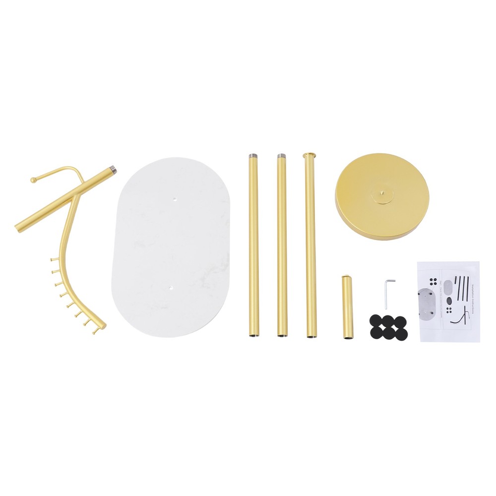 50lbs Load Capacity 8-Hook Standing Clothes Rack With Marble Base, Gold