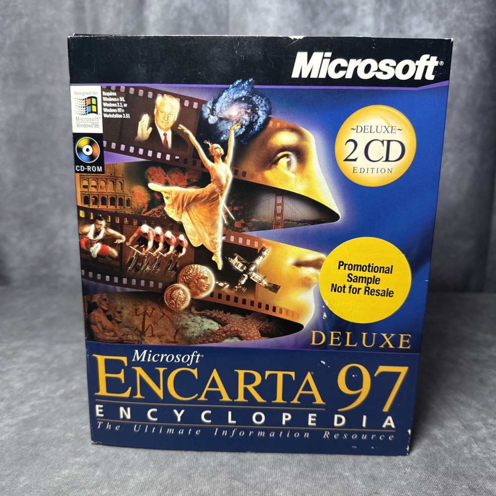 Microsoft Encarta 97 Encyclopedia Deluxe Microsoft Windows 95 Software - Sealed