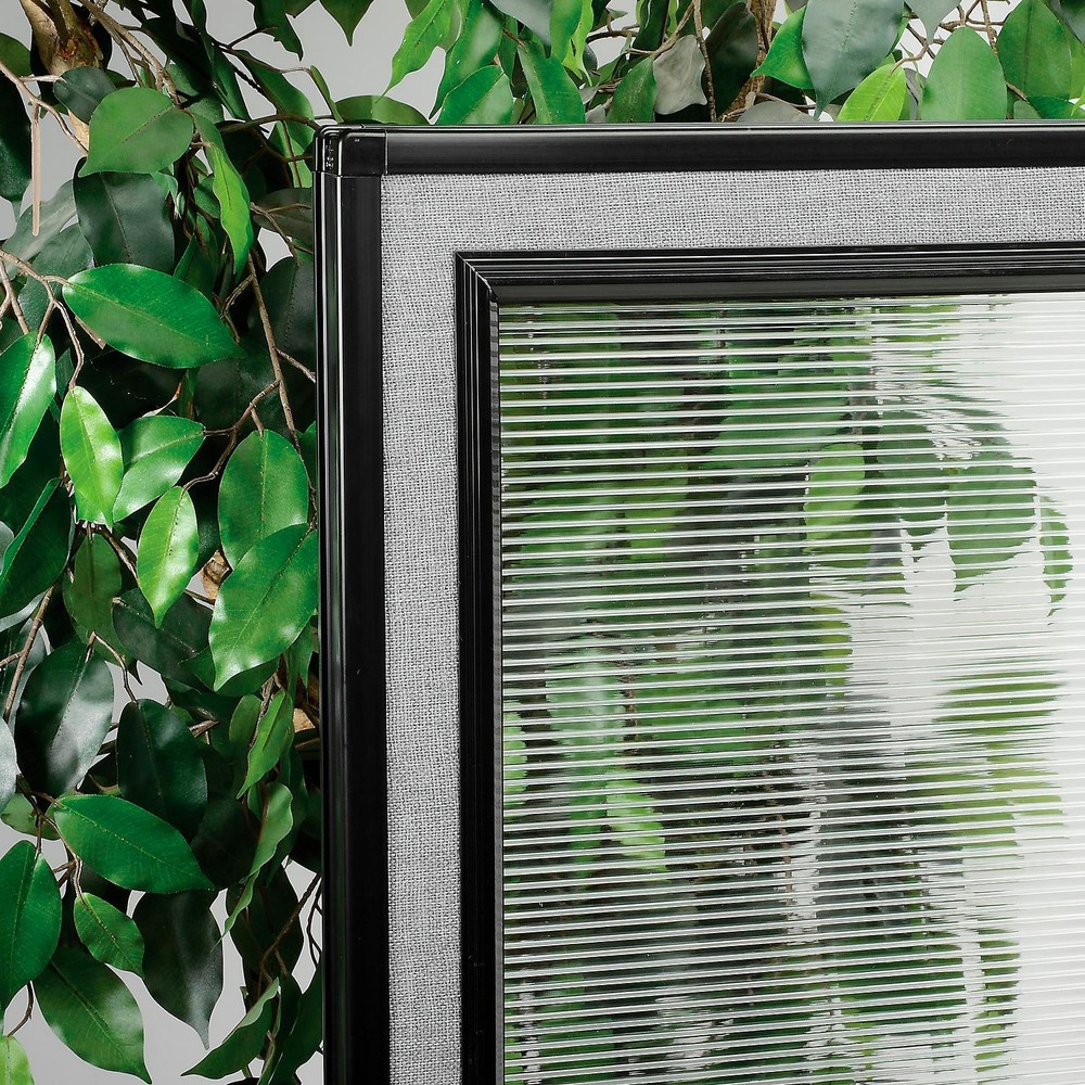 36-1/4"W x 42"H Office Partition Panel with Partial Window Gray