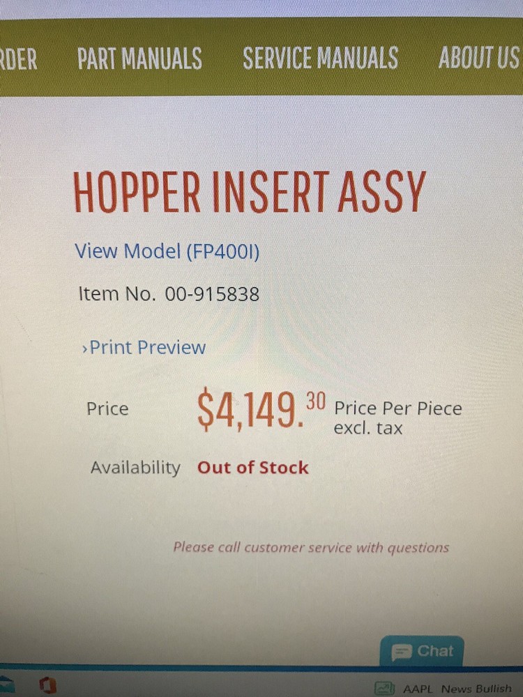 Hobart Food Processor Hopper Insert