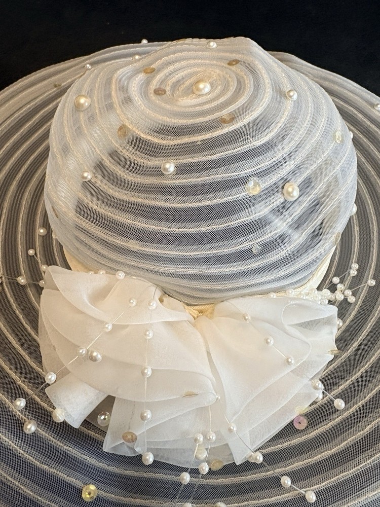 Wide Brim Sheer Embellished Derby Hat