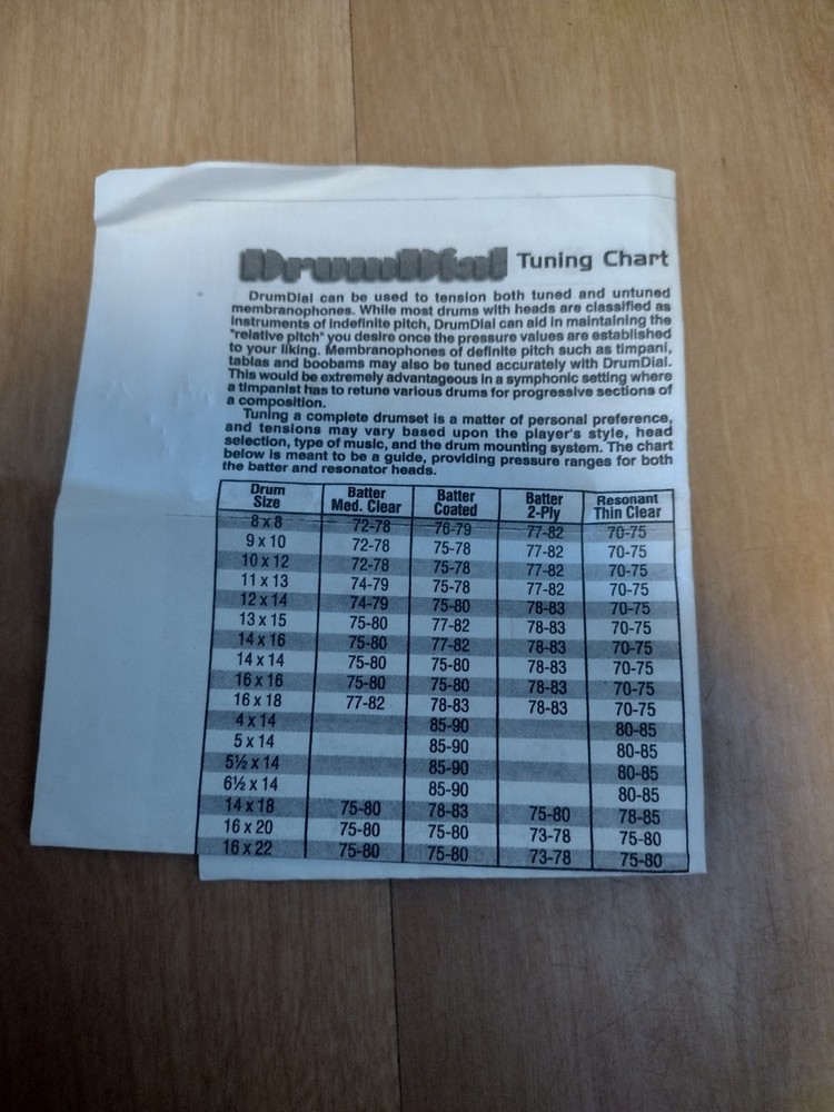 Drum Dial Precision Drum Tuner Original Box with Tuning Chart