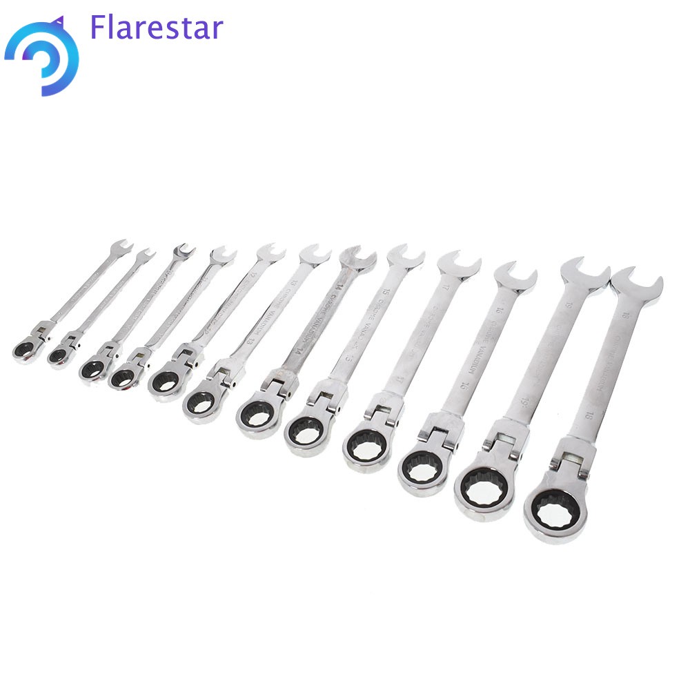 12Pcs Reversible Ratchet Wrench Ratcheting Socket Spanner Nut Tools 8‑19mm