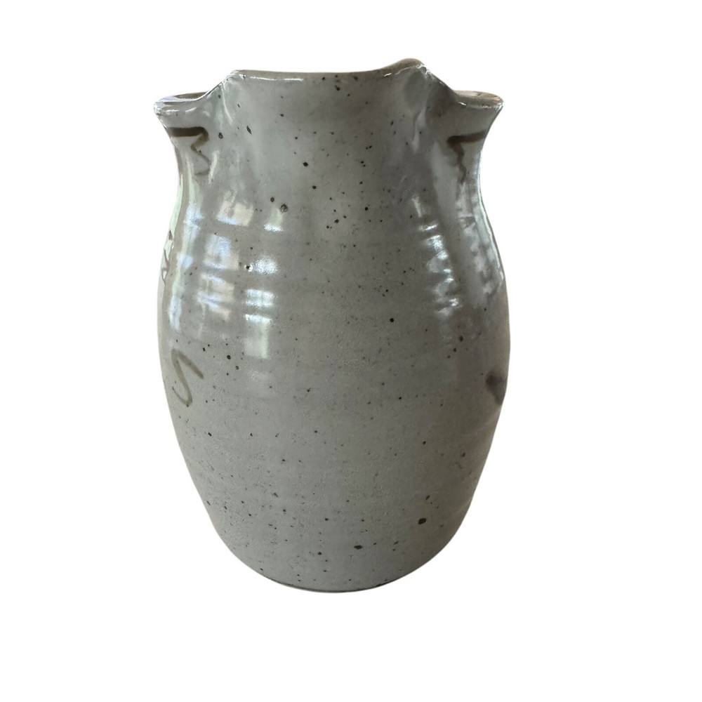 Studio Art Pottery Pitcher Gray Blue 7” Tall Handle Stoneware Earthenware