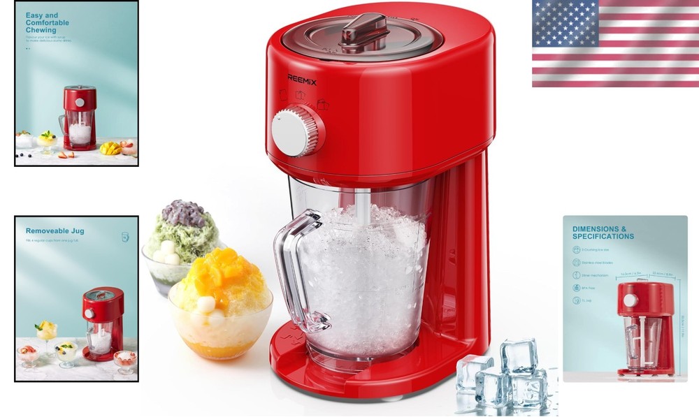 Quick & Easy Snow Cone Machine - Electric Shaver with Adjustable Ice Thickness