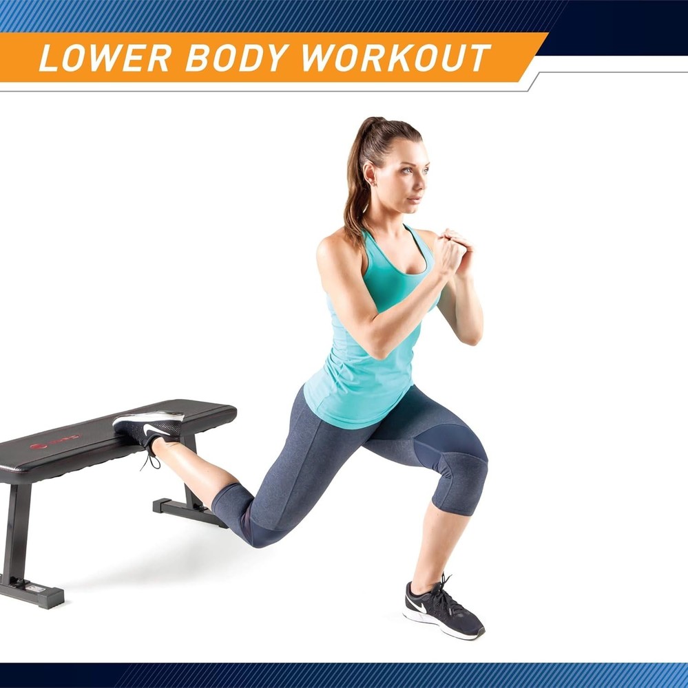 Versatile Flat Utility Weight Bench - 600 lbs Capacity for Full-Body Workouts