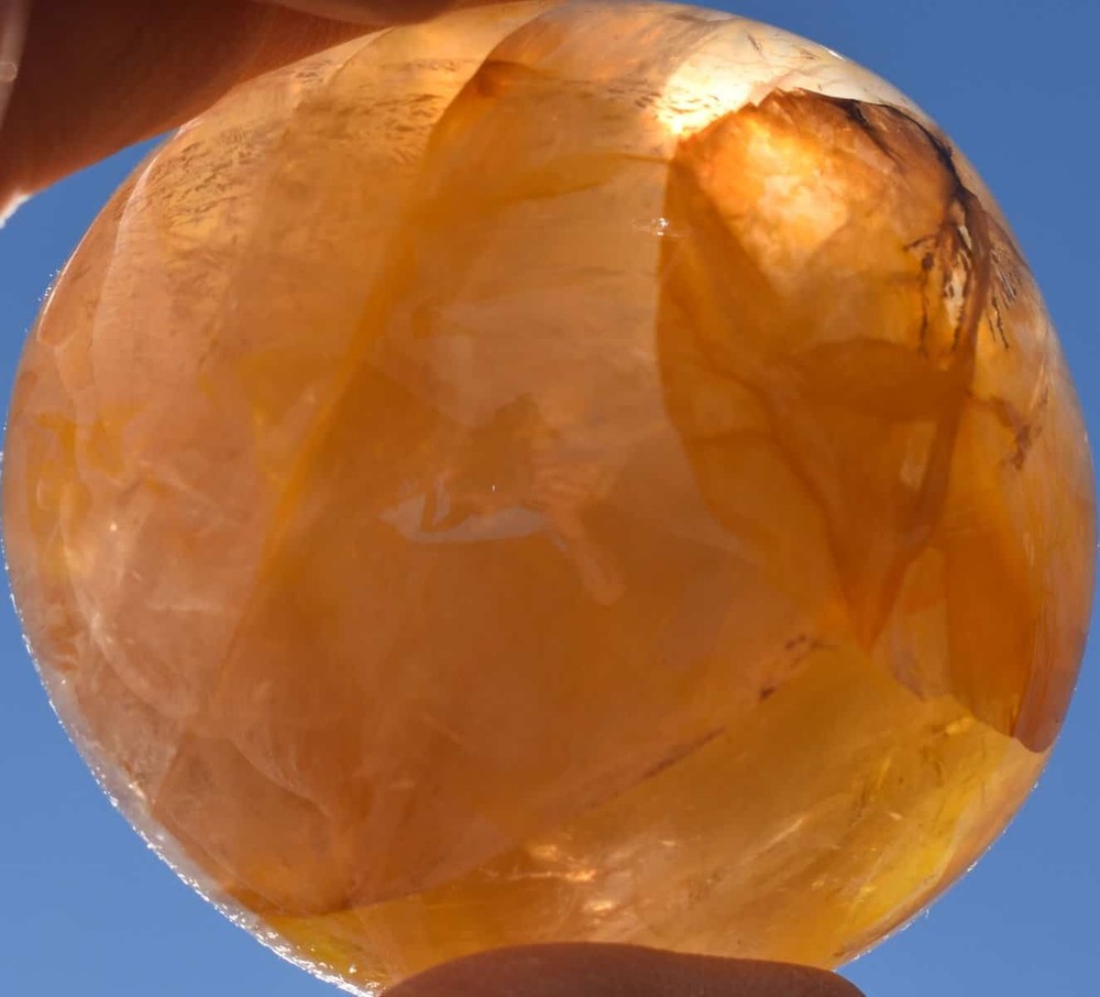 Yellow Hematoid Quartz Palm Stone #12