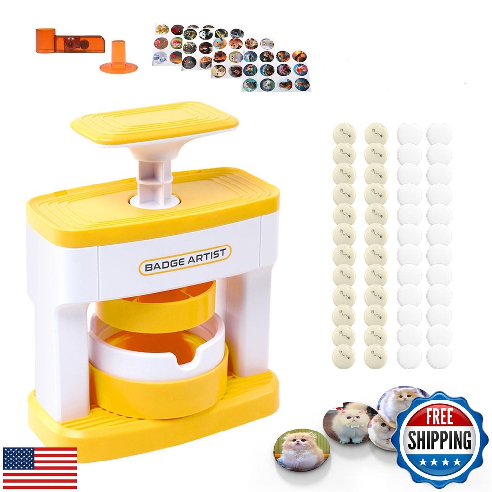Yallmie Button Maker Machine, Pin Maker Machine Sturdy Button Press Kit, Pin