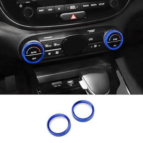 2PCS Aluminum Air Condition Switch Button Knob Cover A/C Centre Control Blue